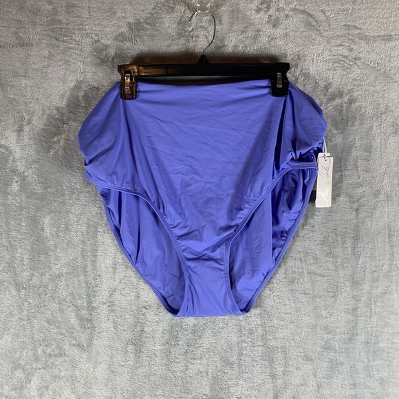 Anne‎ Cole Women's Swimsuit 24W Bikini Bottoms Convertible 3 Ways Purple Ruched - Picture 1 of 6